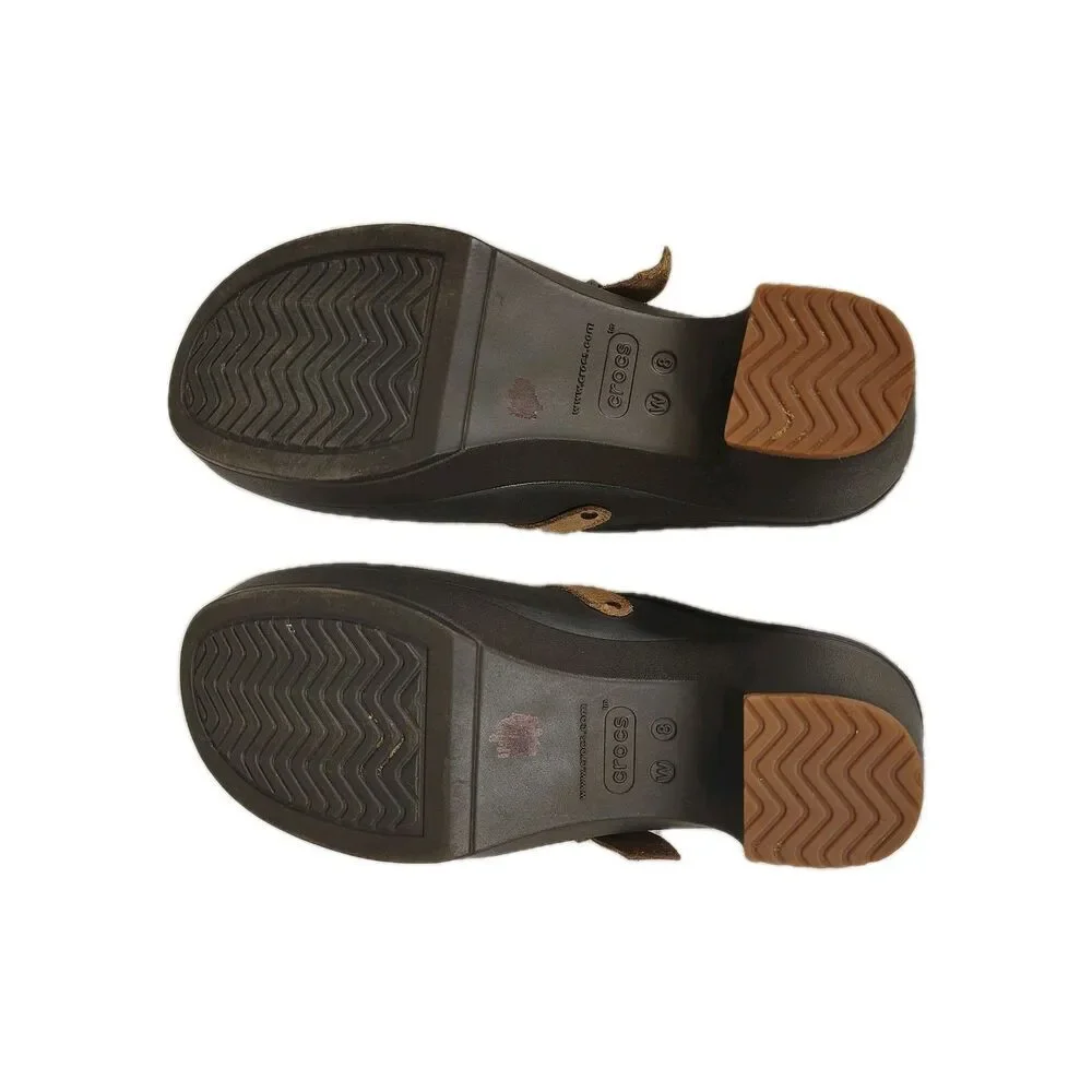 Crocs Womens Cottagecore Granola Platform Clog Mules Size 8 Brown Chunky Strap - Picture 9 of 9